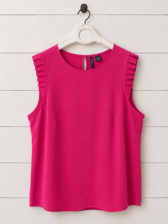 Vero Moda Tops - Vero Moda Hot Pink Ruffle-Trim Sleeveless Top